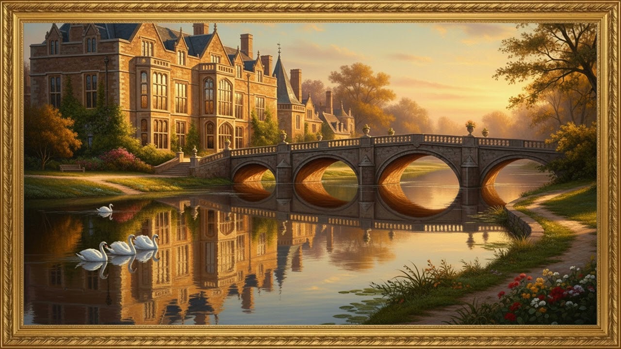 Golden Horizon Riverside Estate | Evening Reflection Fine Art