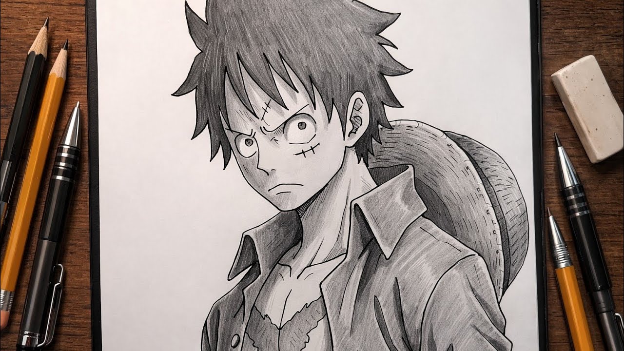 How to Draw Monkey D. Luffy (One Piece) | Pencil Sketch Drawing