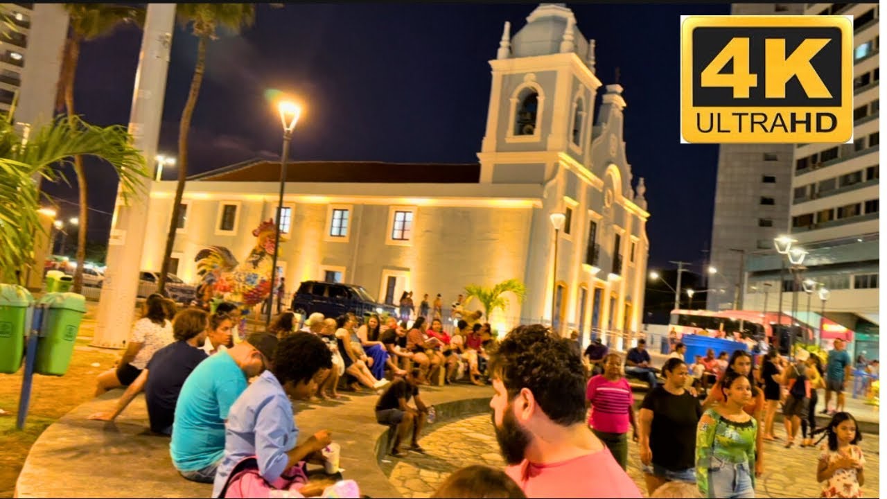 4K RECIFE À NOITE ORLA - BOA  VIAGEM - Pernambuco Brasil - janeiro 2024