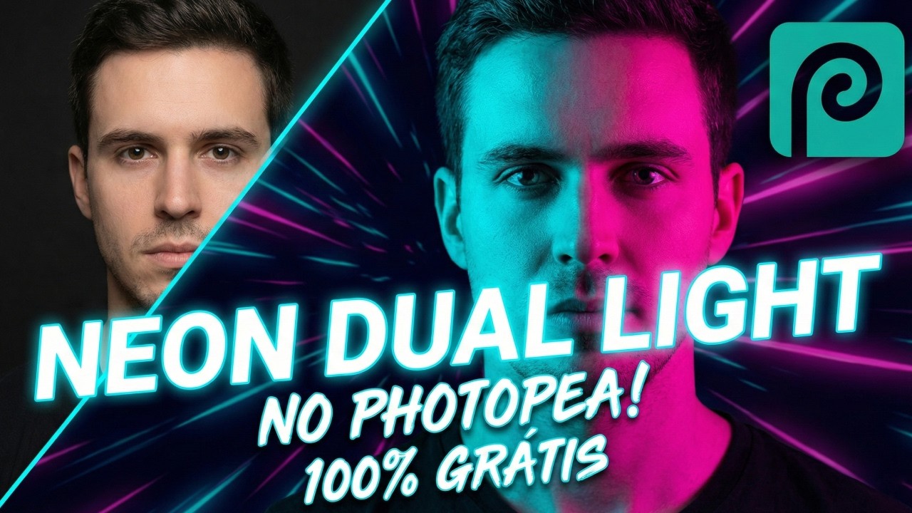 Como criar O Efeito Neon Dual Light No Photopea Passo a Passo