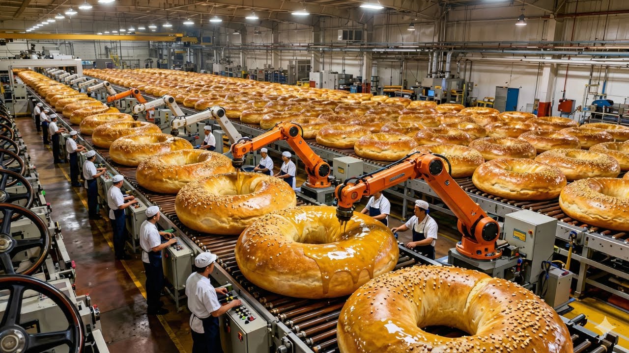 Inside a Modern Donut Factory: Amazing Mass Production Process! (10,000+ Per Hour)