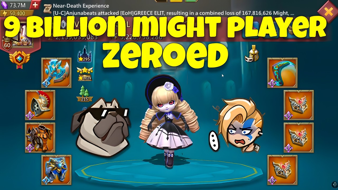 Lords Mobile - 9 BILLION MIGHT PLAYER ZEROED! Emperor rallies back to back until destroy it