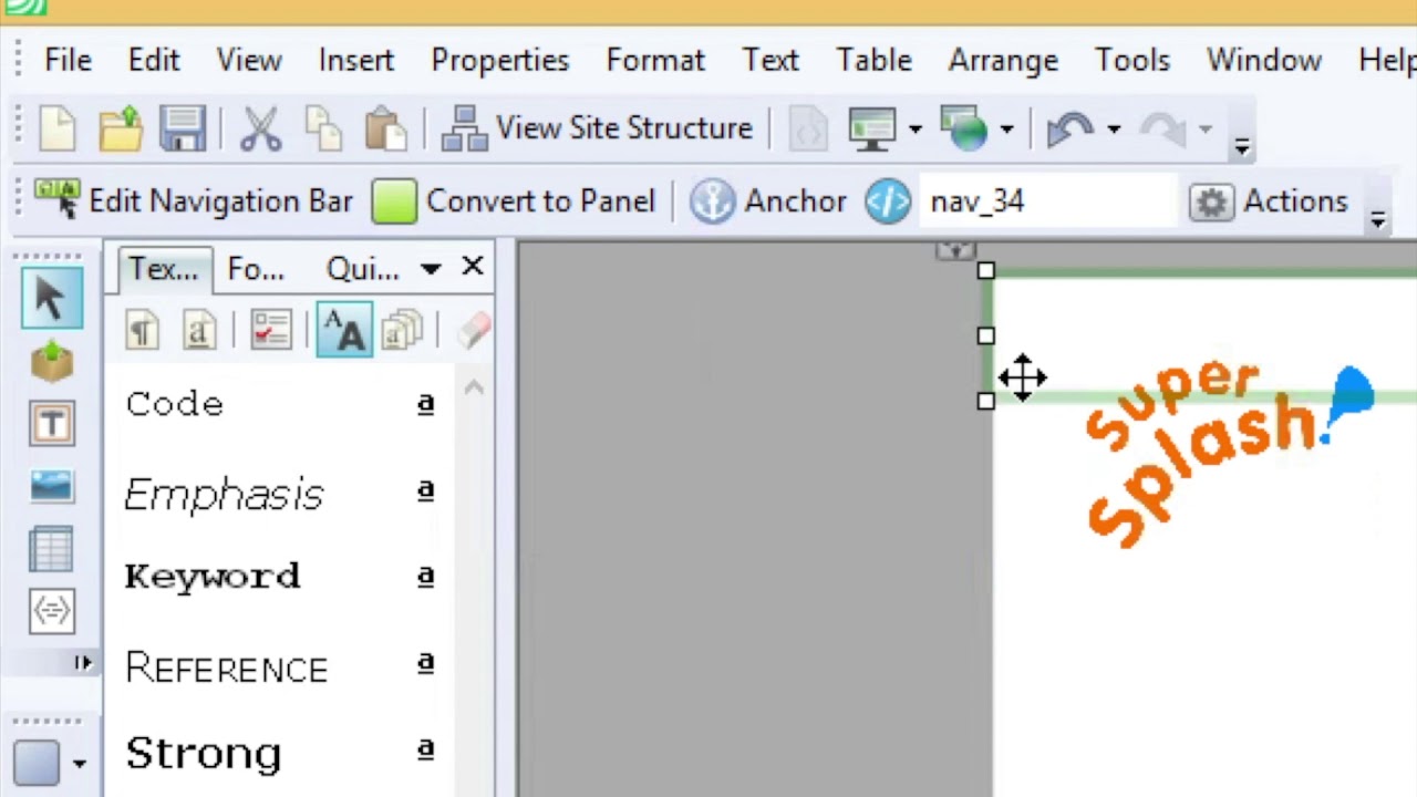 Setting up a master page and customised navigation bar in Serif WebPlus 7