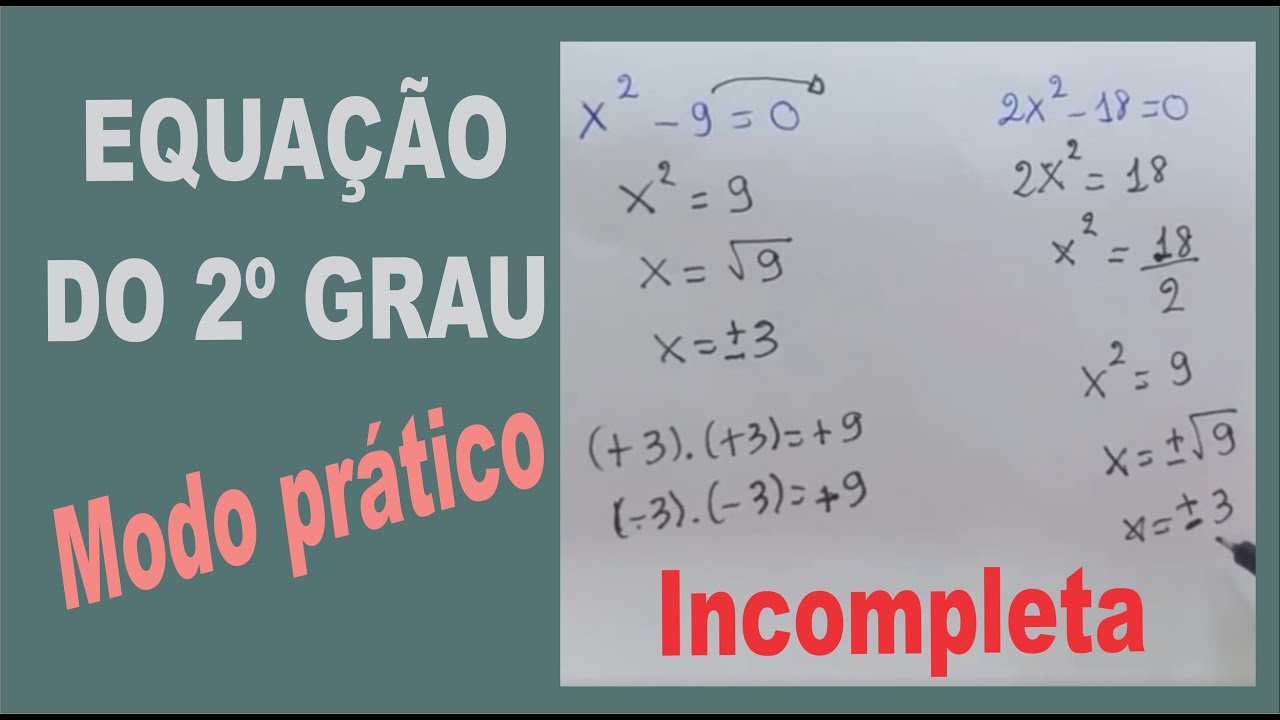 EQUAÇÃO DO 2º GRAU INCOMPLETA DE FORMA PRÁTICA #equacao #enem #concurso