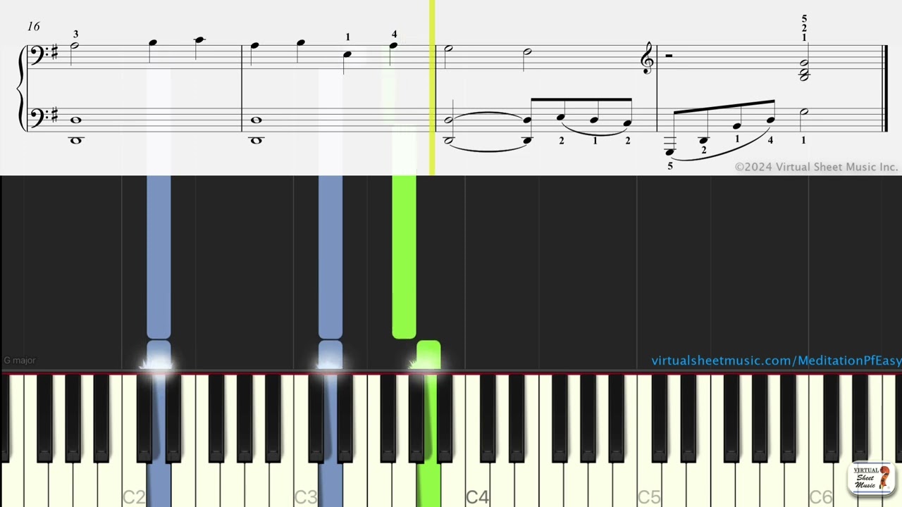 Meditation from Thais by Jules Massenet - Easy Version for piano solo - Practice Video