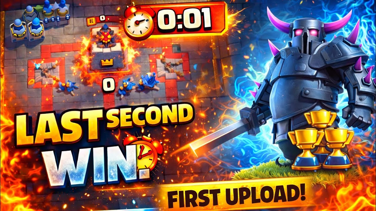 0:01 CLUTCH WIN! 8270 Trophies | First Upload |Clash Royale