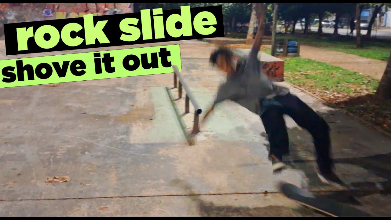 desafiei ele a acertar um rock slide shove it out no corrimão redondo