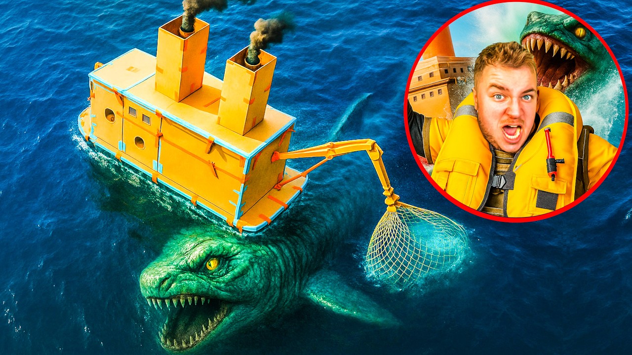The POND MONSTER SANK Our TITANIC Box Fort! (Disaster at Sea)