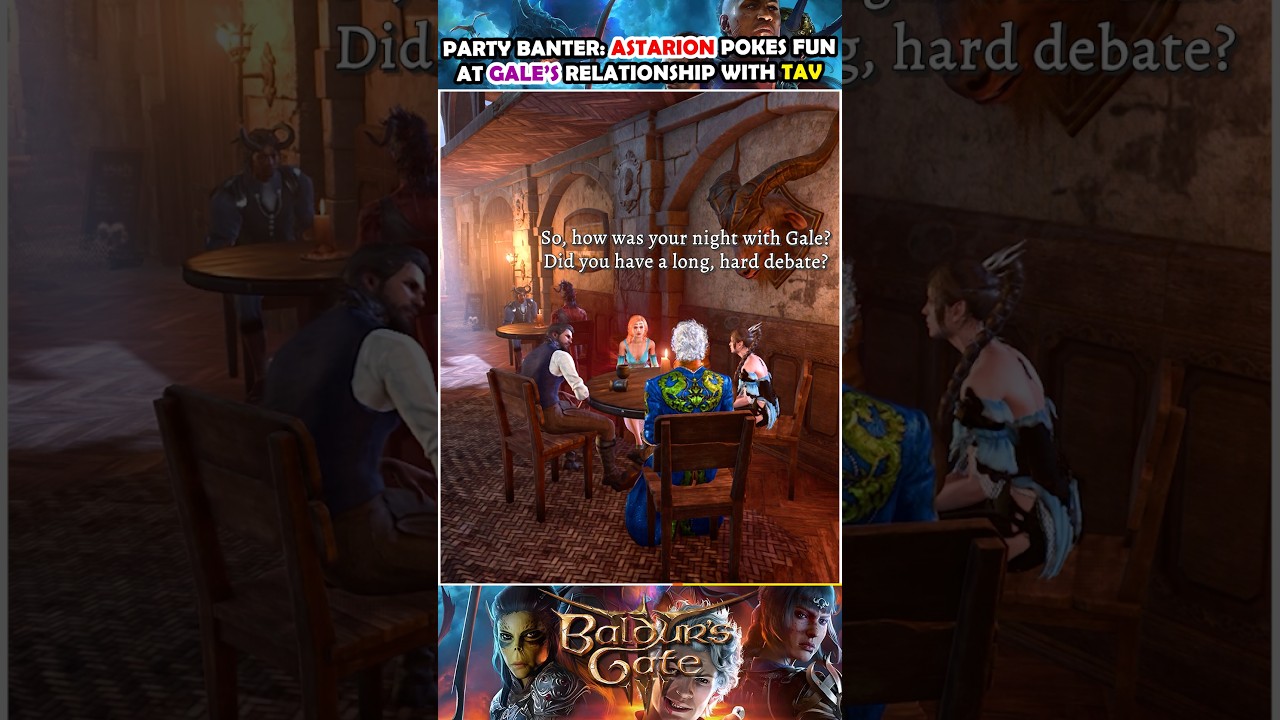Gale's funny romance banter with Astarion in Baldur's Gate 3