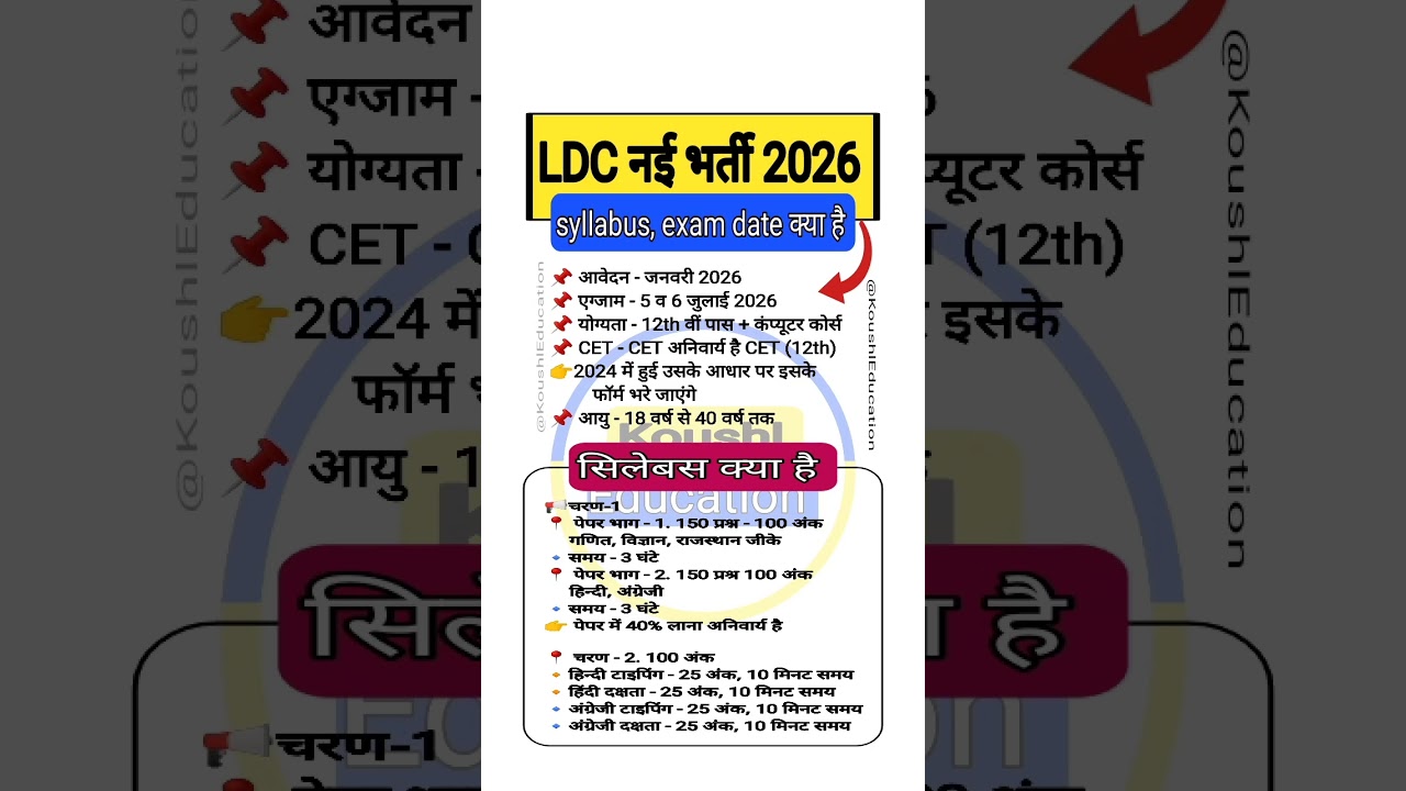 LDC New Vecancy 2026 || LDC New vacancy 2026 notification || LDC exam date, syllabus, total post