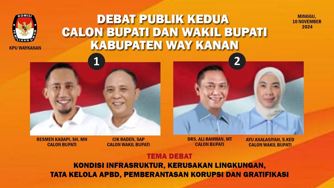 Debat Publik Kedua Calon Bupati dan Wakil Bupati Waykanan Tahun 2024