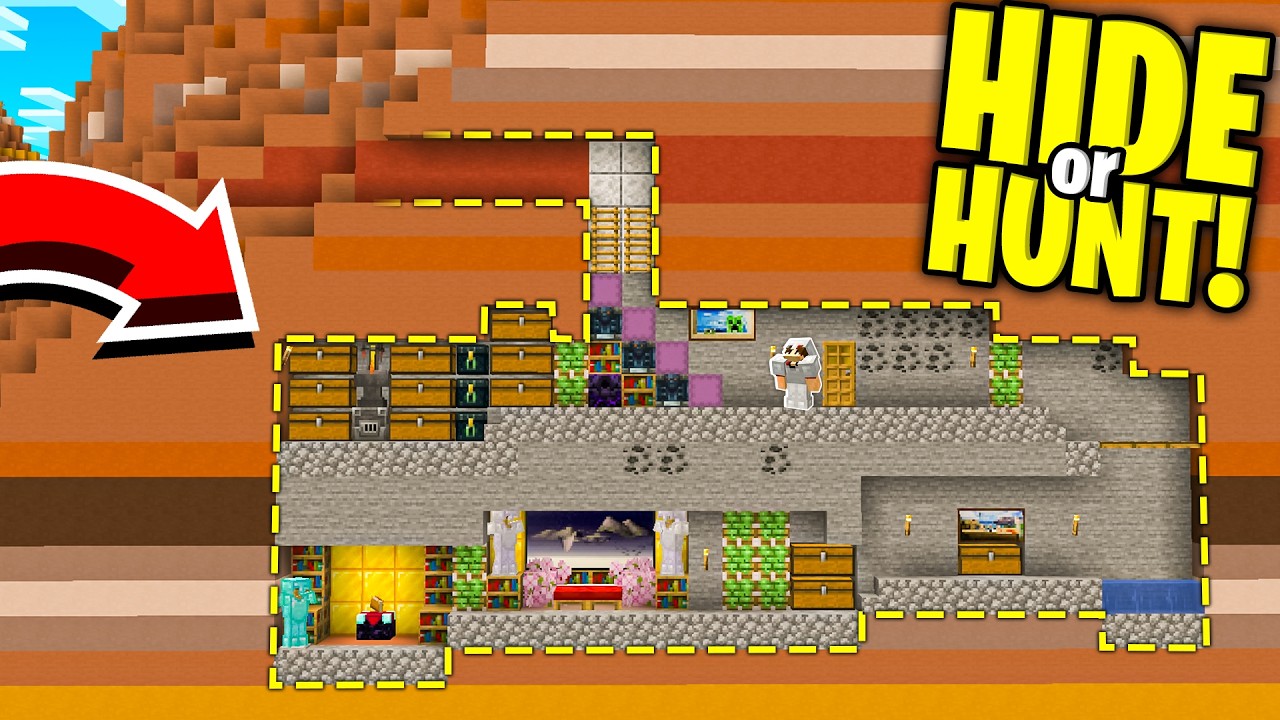 Best SECRET Hidden Base in Minecraft Hide or Hunt!