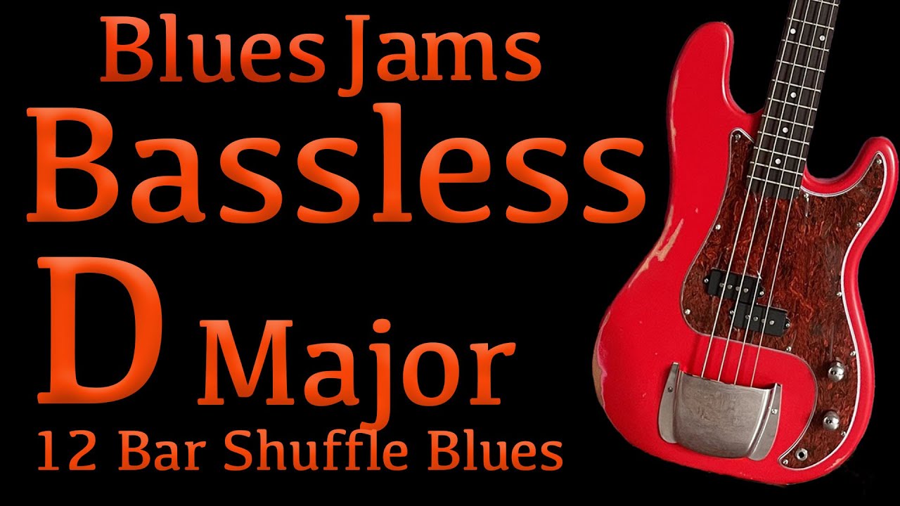 D Major Bassless Blues Shuffle Backing Track For Bass No Bass