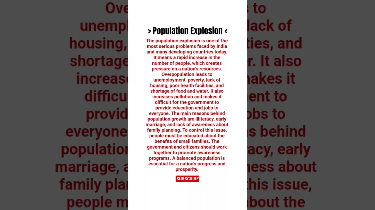 Population Explosion Essay for School Students - In 100 Words 