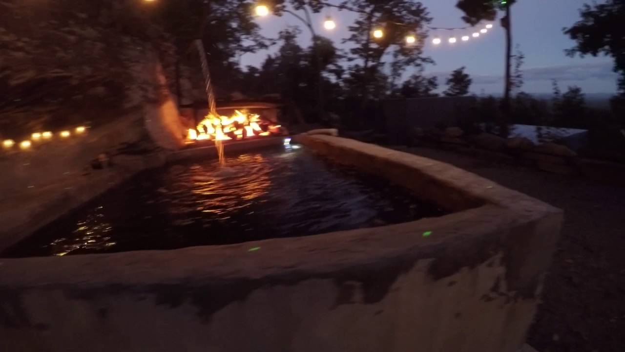 Wood fired concrete hot tub
