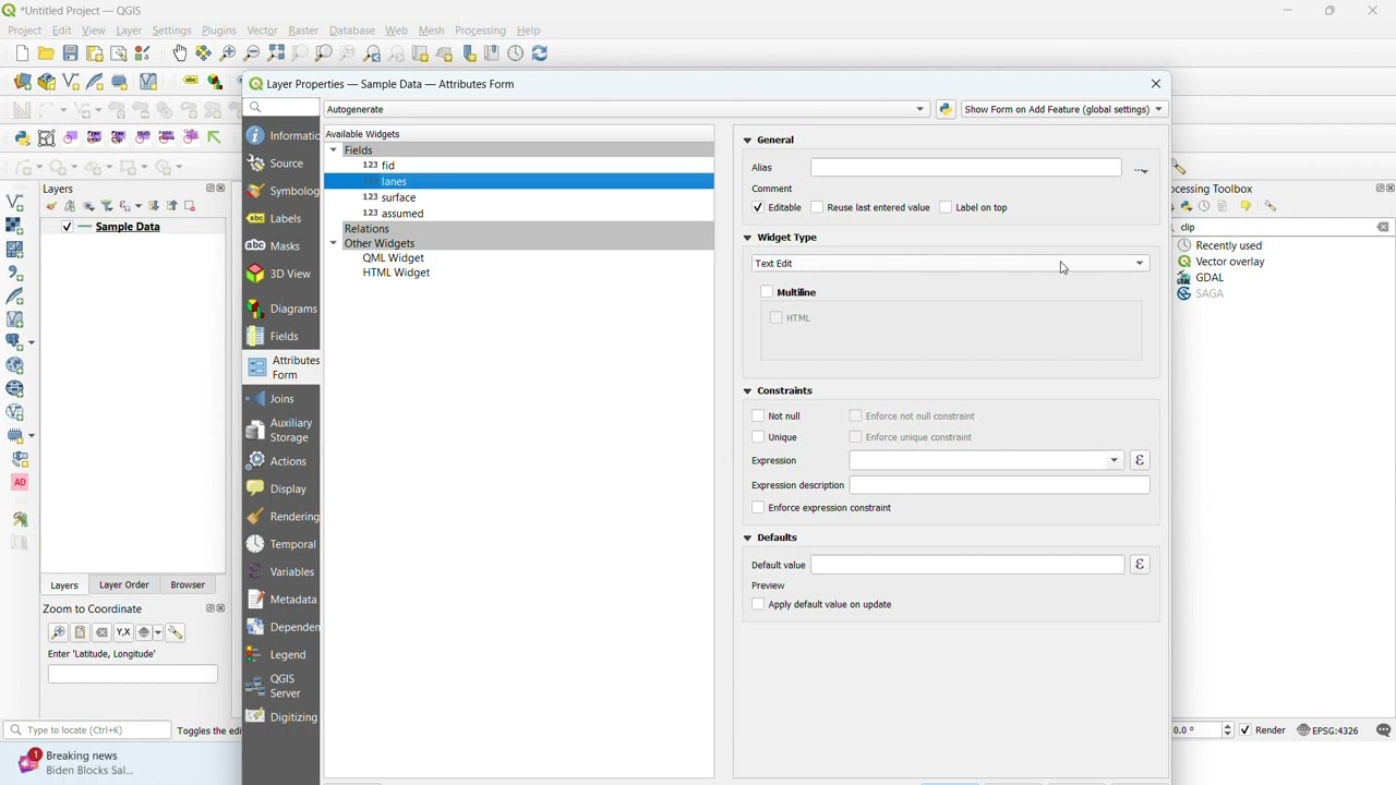 Domains II Subtypes II Value Map II Attribute Dropdown II Domains Values Set in QGIS II