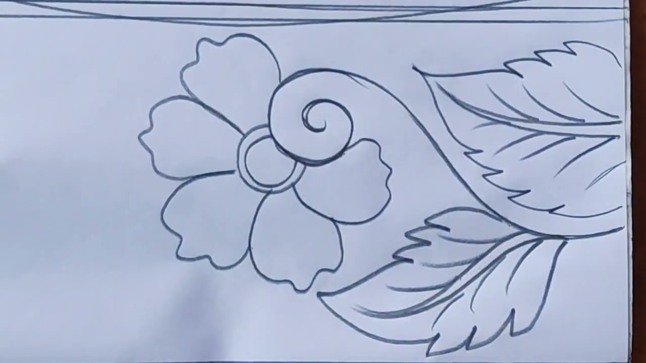 Hand embroidery 2 different border line nakshi kantha design drawing  tutorial
