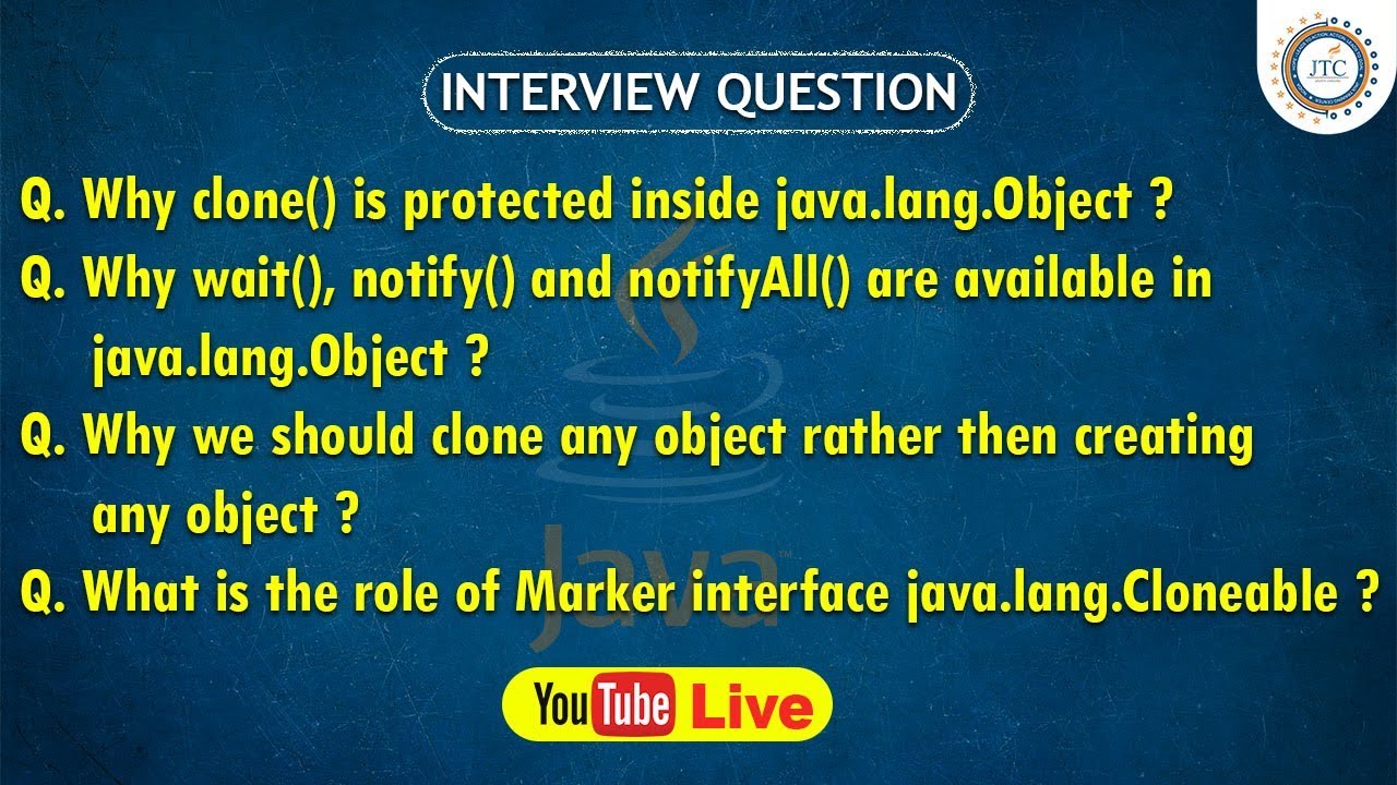 Session-27 || 9:30PM Live || Cloning  in Java || Cloneable || Java Interview Question by JTC
