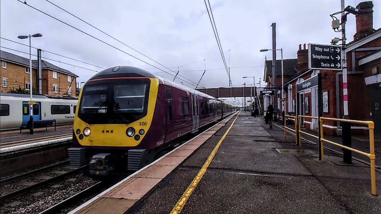 Dramatic horn, 2 max. speed Class 360s and a departing Class 700 at Harlington! - Fly-by/Departure -