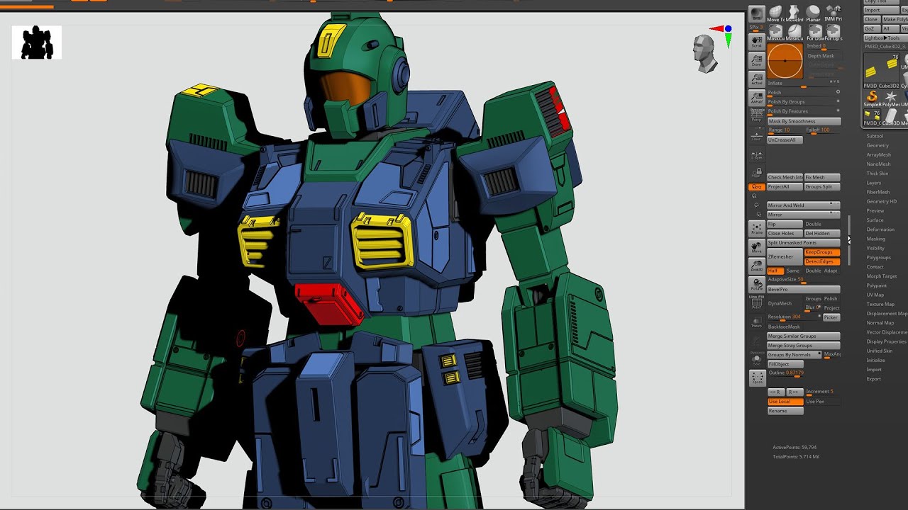 Nemo (from Zeta Gundam) 지브러시 하드서페이서 모델링  (하드섭  패널라인 팁)