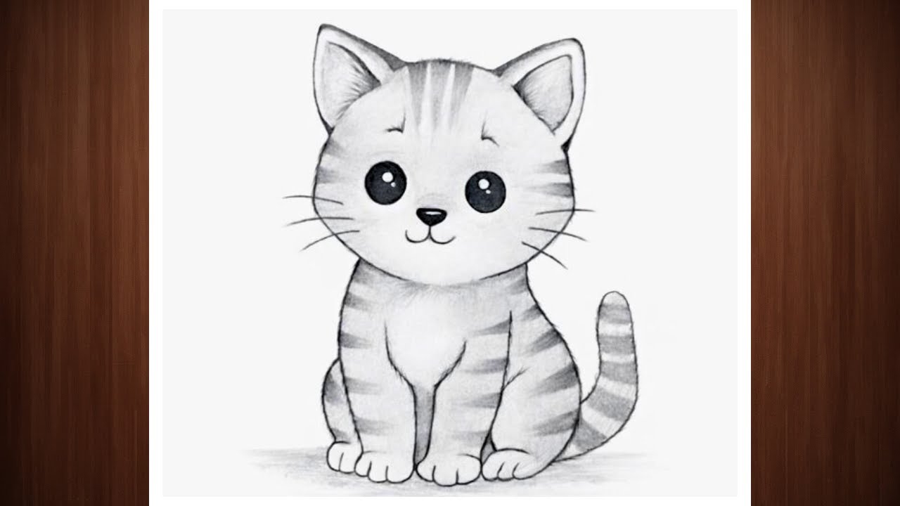 Cute Cat Drawing | Easy Pencil Drawing Ideas Step-by-Step | Drawing Tutorial for Beginners