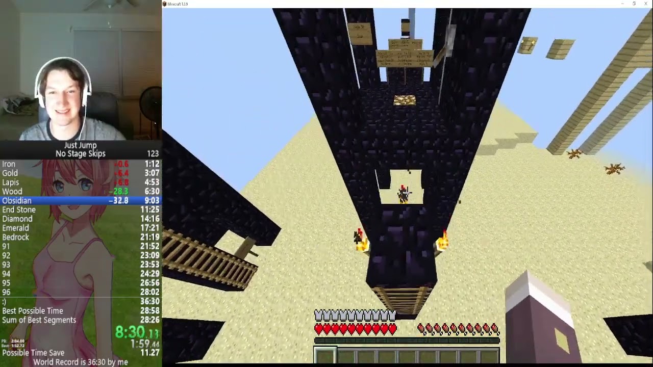 Minecraft Just Jump No Stage Skips Speedrun World Record in 34:55