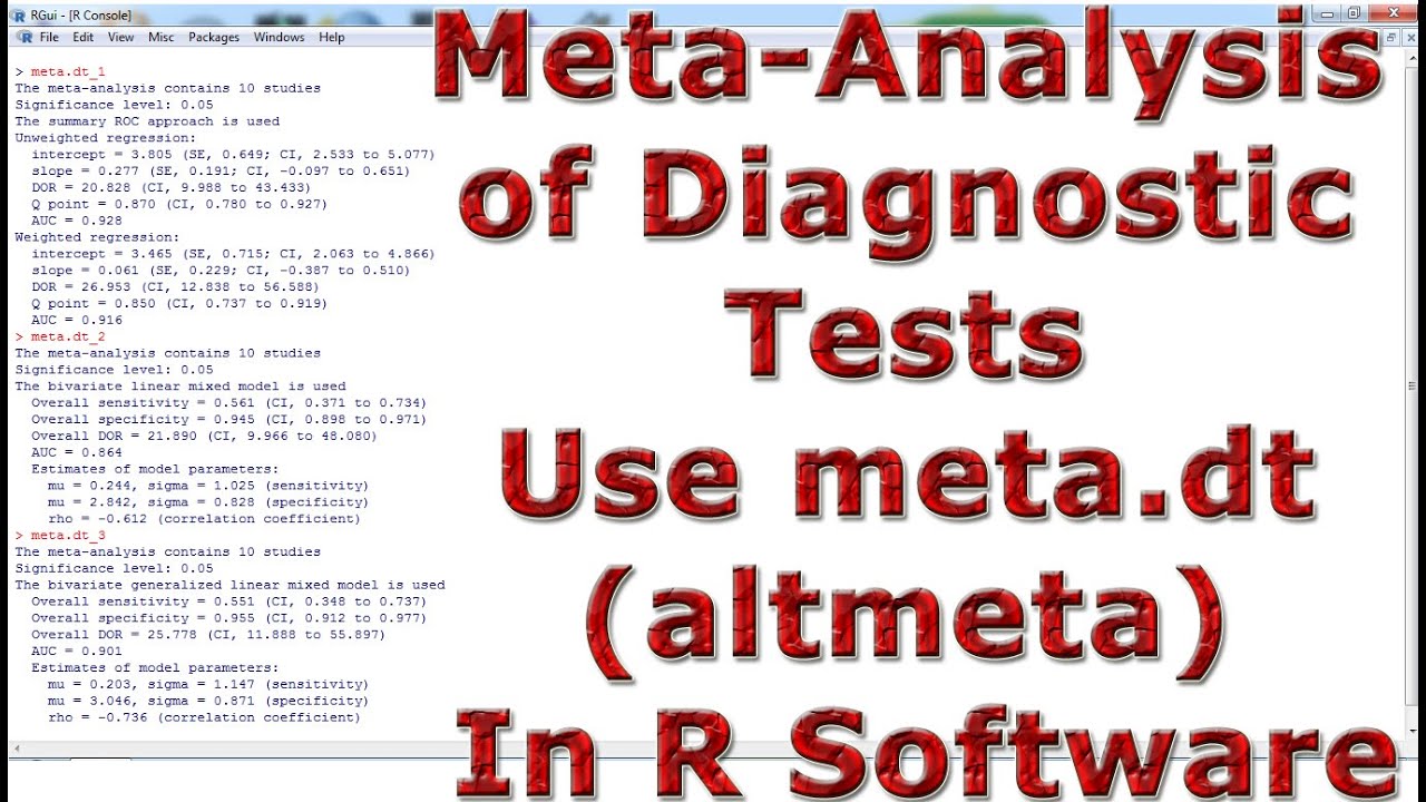 Meta-Analysis of Diagnostic Tests Use meta.dt (altmeta) With (In) R Software