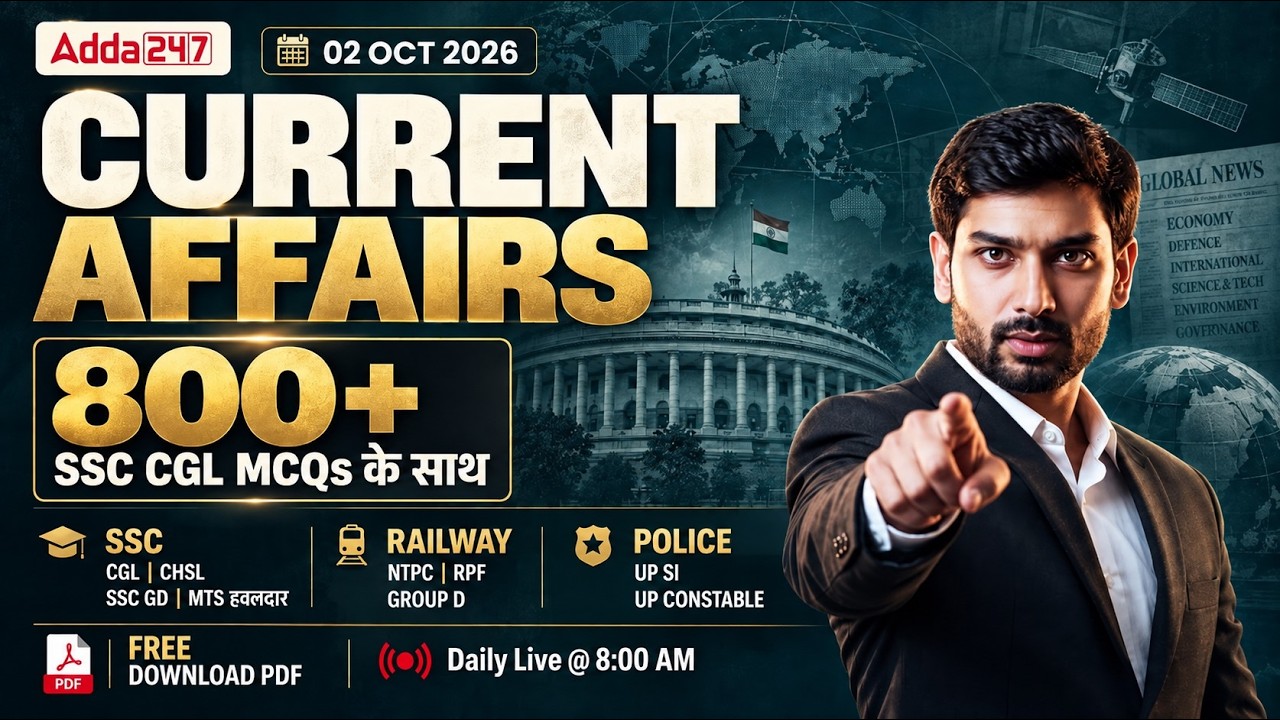 Current Affairs Today | 2 oct 2026 | SSC CGL Current Affairs Top 800 MCQs | By Ashutosh Sir