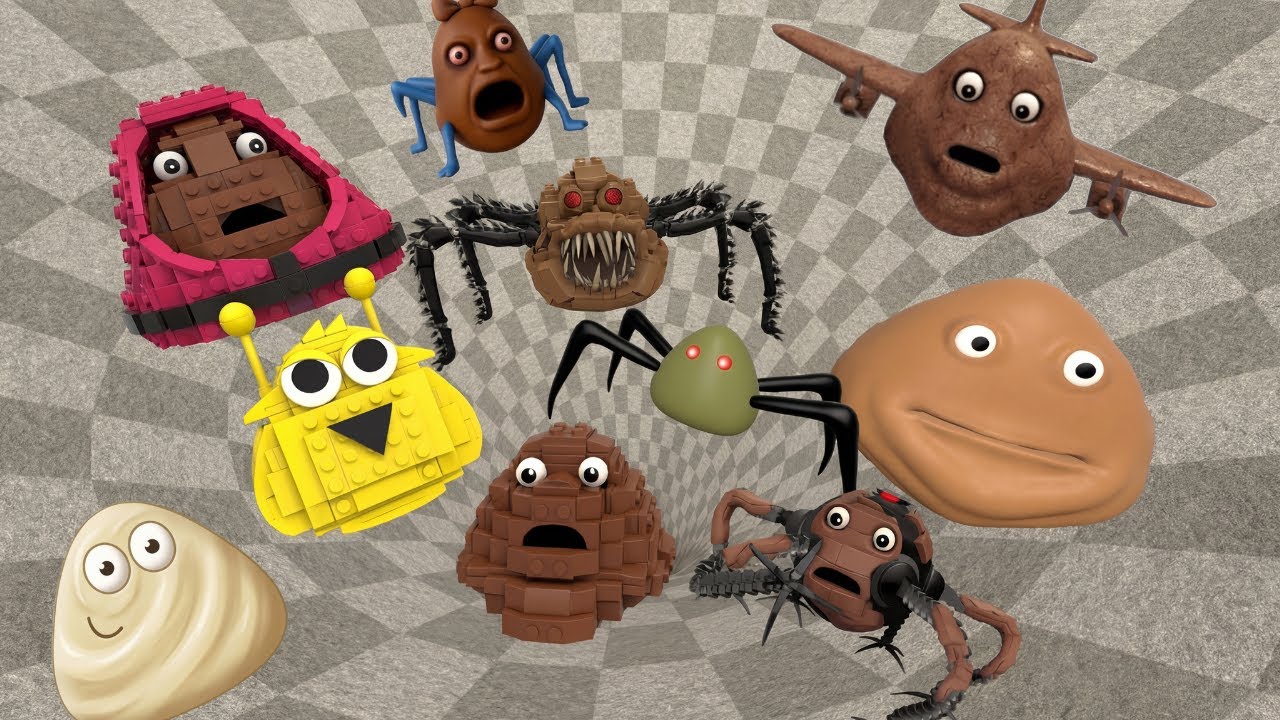 ALL LEGO 3D POU VERSION VS BOU'S REVENGE in BIG FUNNEL Garry's MOD!
