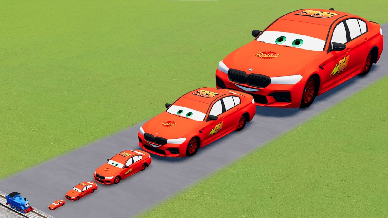 Big & Small McQueen BMW VS Train | BeamNG.drive