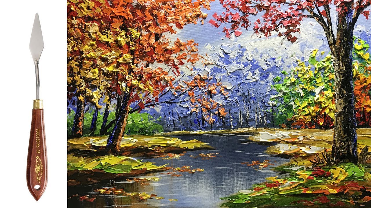 Challenge #23 Palette Knife Painting Autumn Scene