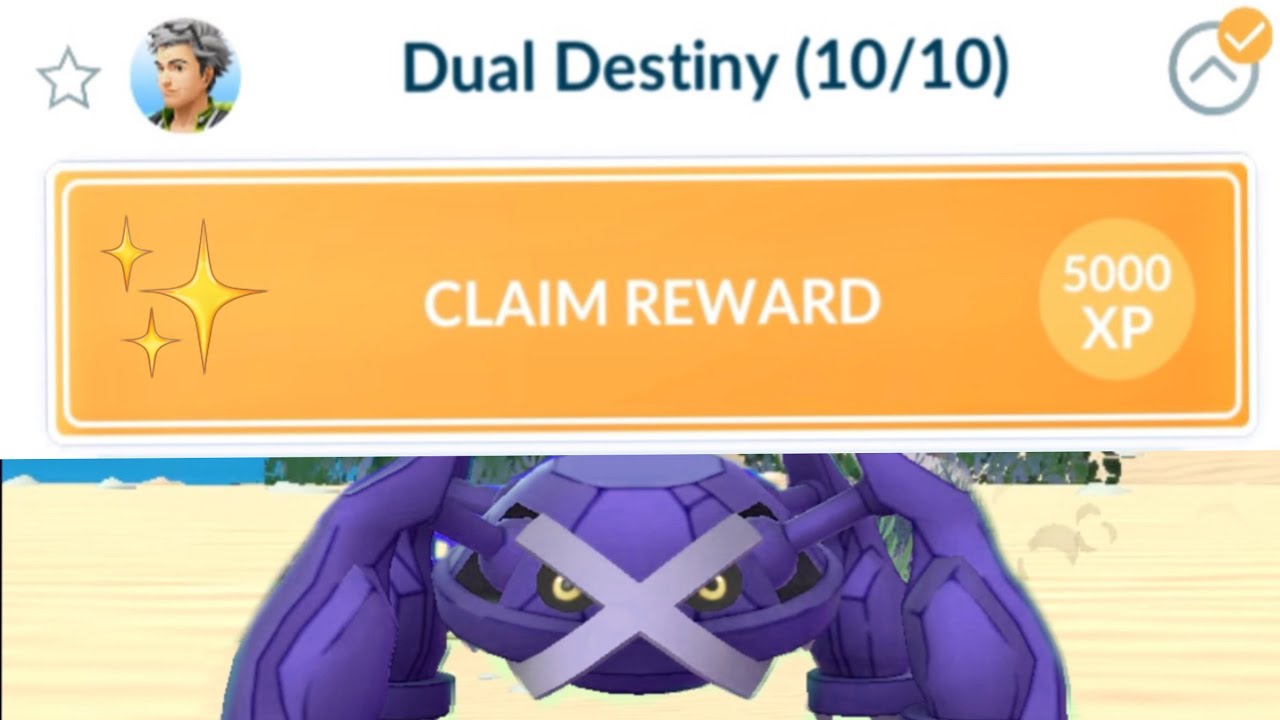 Complete Dual Destiny (10/10) Special Task Research Rewards in Pokemon go.