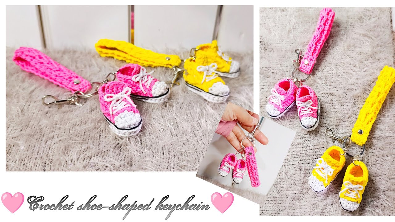 Make cute and adorable crochet shoe key chains || crochet shoes
