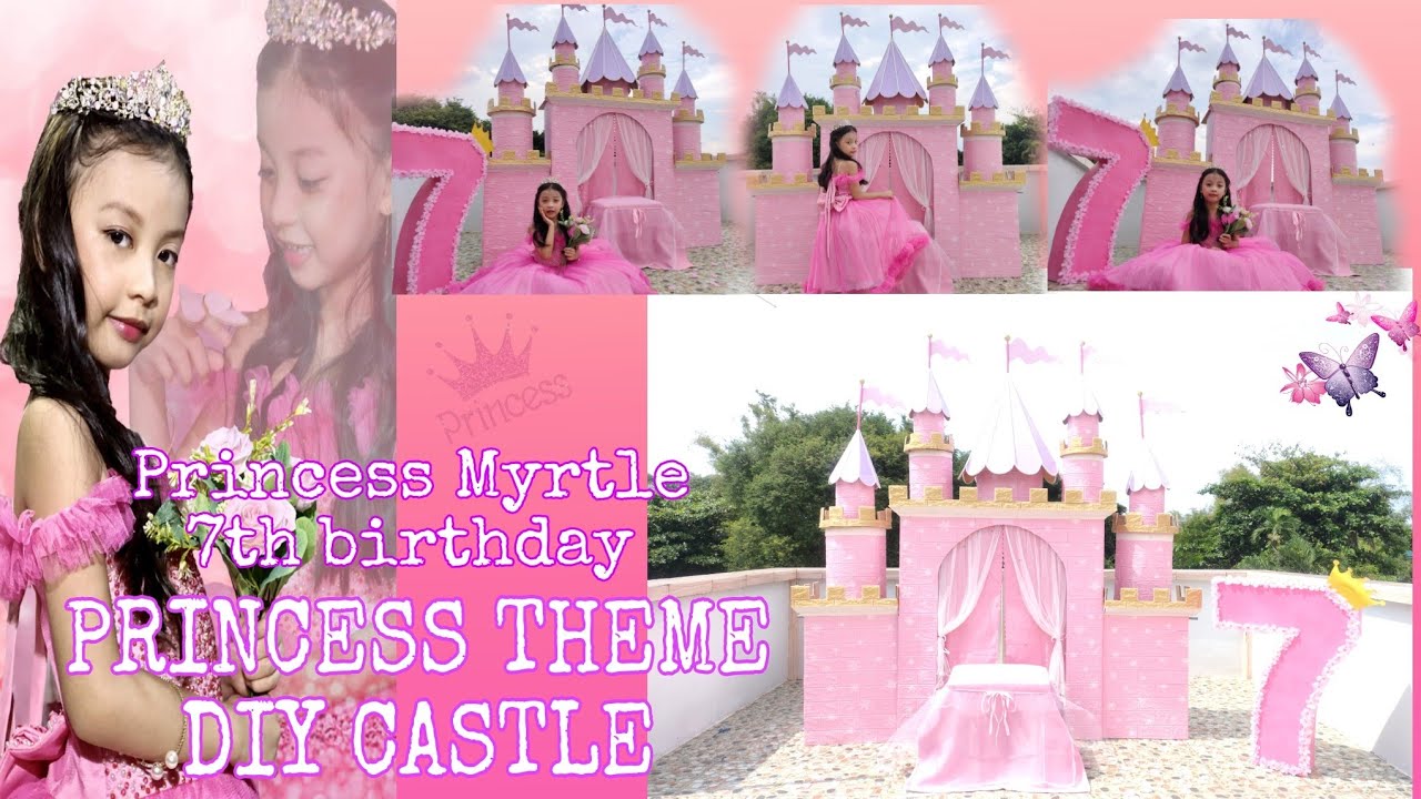 7TH BIRTHDAY PRINCESS THEME DIY CARDBOARD CASTLE BACKDROP