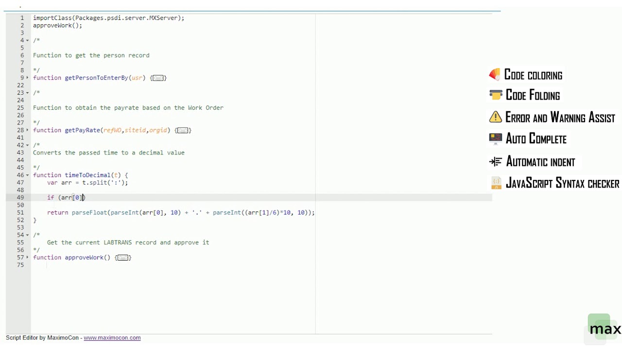 MaximoCon Automation Script Editor