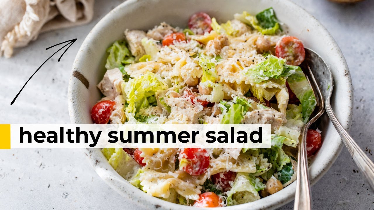 CHICKEN PASTA CAESAR SALAD | Lightened Up + Protein Packed