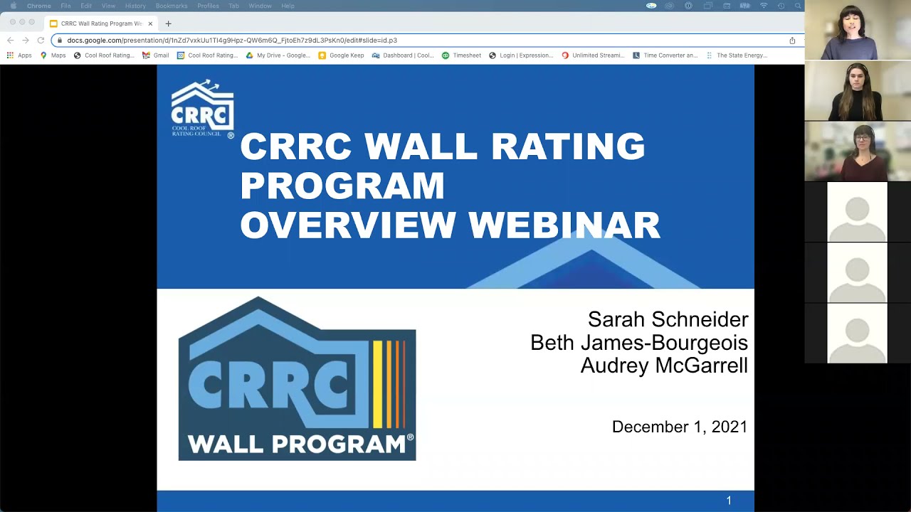 CRRC Wall Rating Program Informational Webinar, December 1, 2021