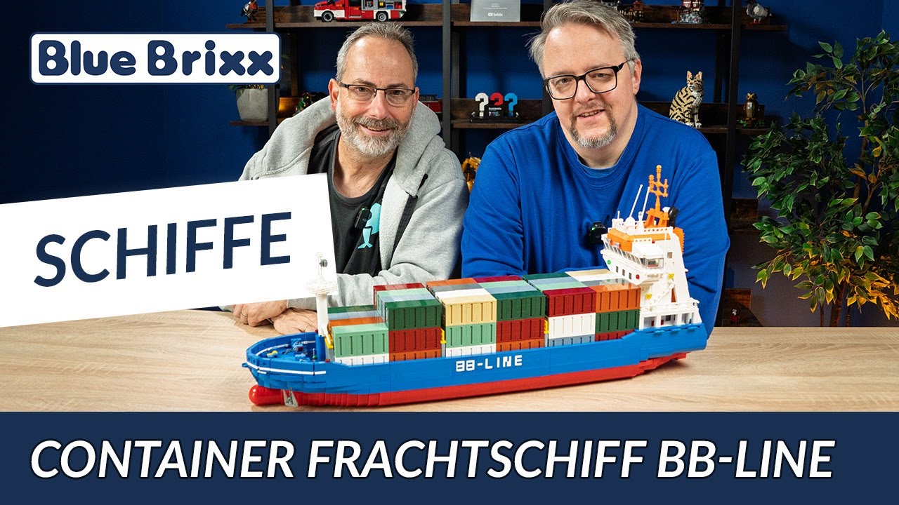 NEUE Schiff-Sensation! Das BlueBrixx Container Frachtschiff f&uuml;r eure Hafenwelt