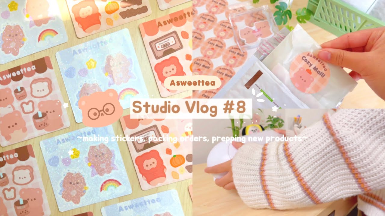 Studio Vlog 008: making sticker sheets, packing orders asmr, launching new products