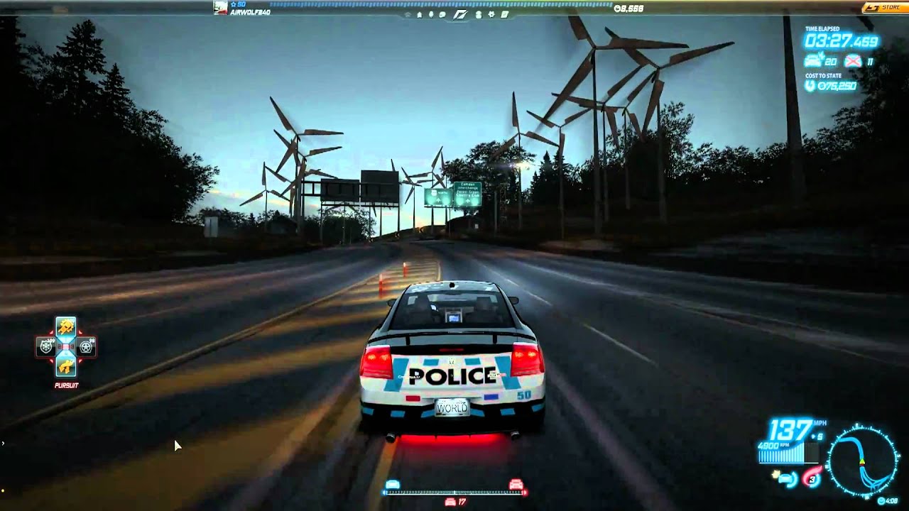 NFS: World - Dodge Chrager(Cop Theme W/ Neon) Cop Chase in the dark