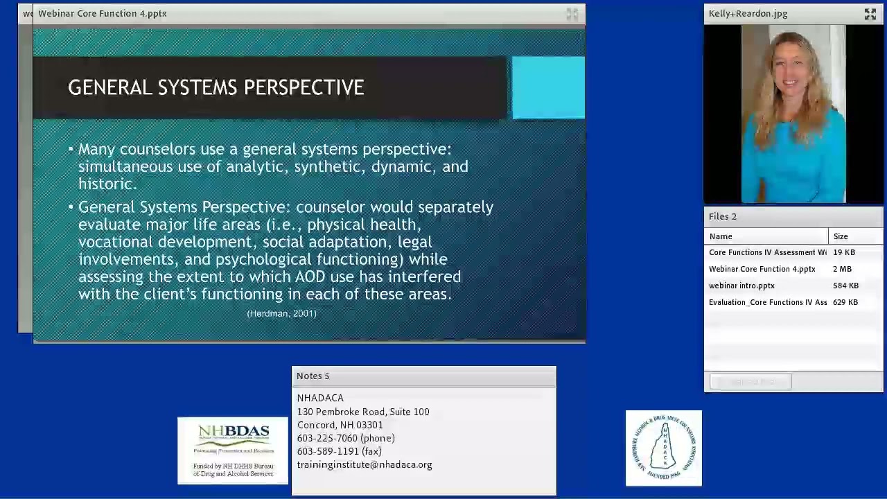 Core Function IV: Assessment Webinar