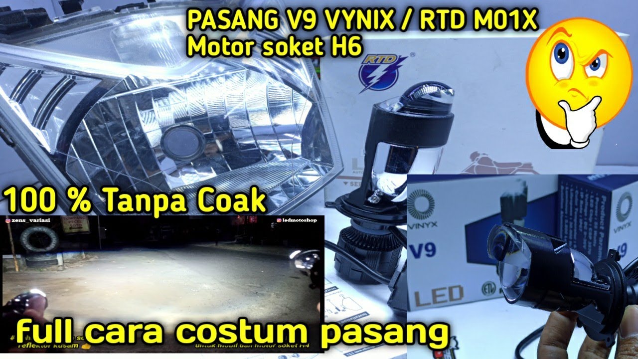 LED MINI PROJECTOR V9 VYNIX & RTD M01X PASANG HONDA SOKET H6‼️