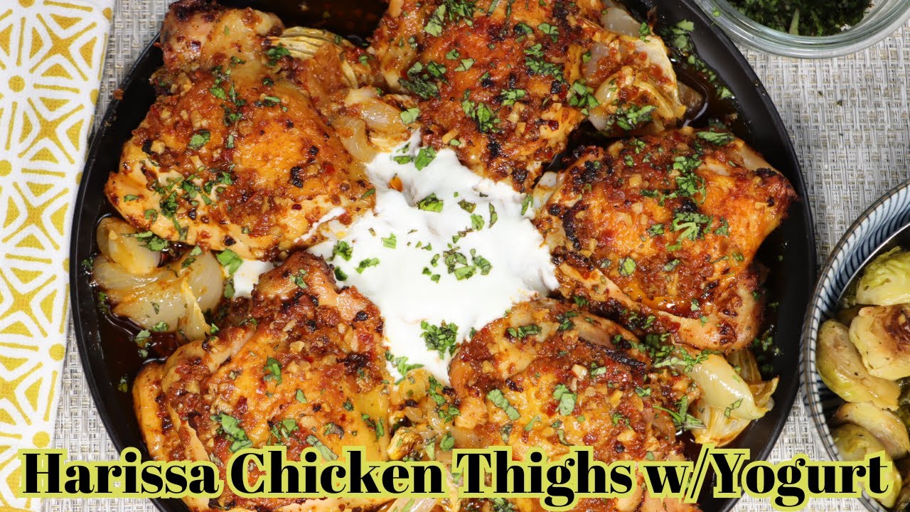 Harissa Chicken Thighs with Yogurt