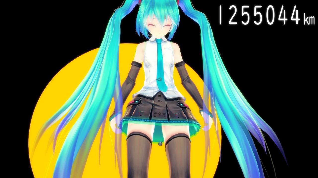 陸サイズ～惑星サイズに巨大化する初音ミク (A系モーション)