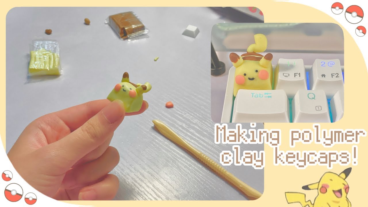 Making artisan polymer keycaps | Pikachu keycap (・ω・｀)