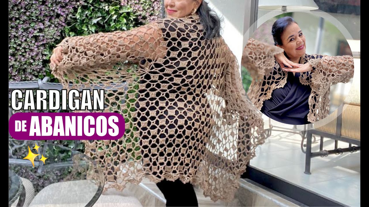 Cómo hacer UN CARDIGAN TEJIDO CON ABANICOS  ​☕​ Bellísimo y Súper Fácil | Yo Tejo con Laura Cepeda