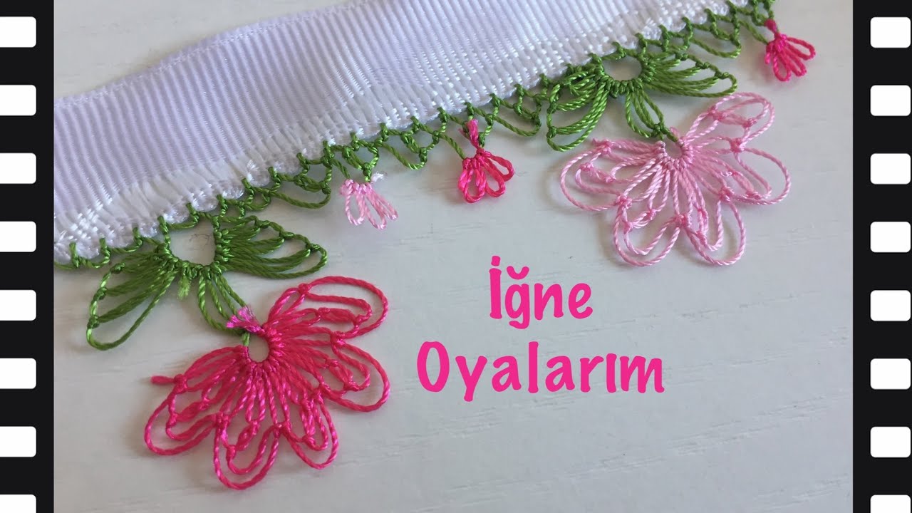 iğne oyası kolay çiçek modeli yapımı