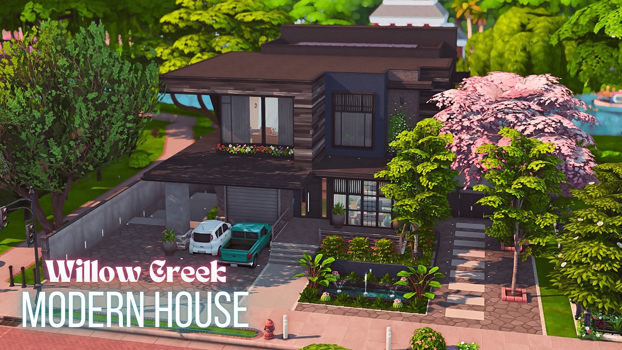 Artist's Modern Family House in Willow Creek 📬 🎨 | The Sims 4 Stop Motion | NOCC