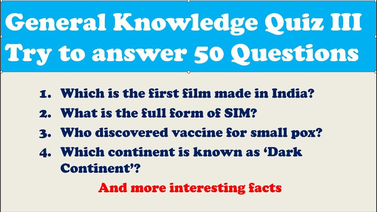 50 Gk Questions And Answers Part - 3 | GK quiz multiple choice
