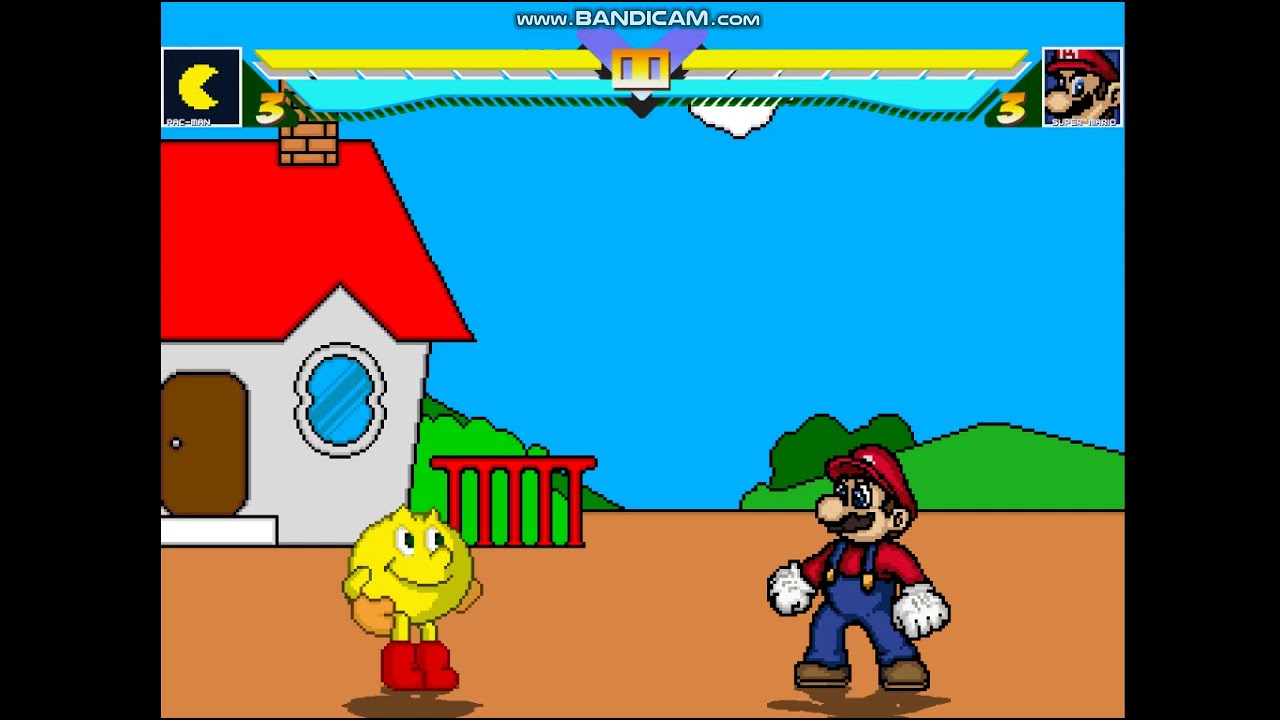 Pacman vs Super Mario in pacland - pac-man moveset mugen
